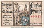 DE 50 Pf. Notgeld Stadt Kitzingen , 50 Pfennig Schein in kfr. Tieste 3510.05.60 o.D. BAY -
