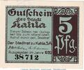 DE 5 Pf. Notgeld Stadt Kahla , 5 Pfennig Schein in kfr. Tieste 3325.05.30 von 1920 , TH -