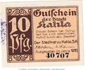 Notgeld De 10 Pf. Notgeld Stadt Kahla , 10 Pfennig Schein in kfr. Tieste 3325.05.31 von 1920 , TH -