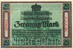 DE 20 Mk. Banknote Stadt Braunschweig , 20 Mark Schein in kfr.E , Geiger 059.05.a-b , 1918 -