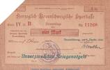 DE 4 Mk. Notgeld Herz. Sparkasse Braunschweig , 4 Mark Schein in kfr.E Geiger 058... 1918 -