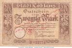 DE 20 Mk. Notgeld Stadt Coblenz , 20 Mark Überdruck in gbr. Geiger 082.W2 von 1922 , RHL -