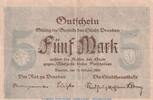 Großnotgeld 5 Mark Schein Notgeld Stadt Dresden , 5 Mark Schein in gbr. Geiger 108.01 von 1918 , Sachsen -