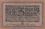Großnotgeld 20 Mark Schein Banknote Stadt Dresden Altstadt , 20 Mark Schein in gbr. Geiger 110.03 von 1918 -