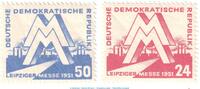 DDR 24 + 50 Pfennig DDR Briefmarken 24 + 50 Pf. 1951 , Mi.282-283 postfrisch -Leipziger Frühjahrsmes -