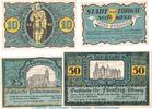 Seriennotgeld Deutschland 4 Scheine kompl. Notgeld Stadt Torgau 1331.2 , Set mit 4 Scheinen -blaugrün- in kfr. von 1921 -