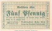 Serienscheine DE 5 Pf. Trier Notgeld 1342.2 Buchdruckerei Koch , 5 Pfennig Schein in kfr. von 1920 -