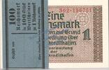 WW2 Besatzungsausgabe Bündel 100 x 1 Mk. 1 Bündel - 100 Scheine , 1 Mark Scheine in kfr. ZWK-2, Ros.551, R.136 , WW2 -