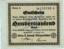 Inflation De 100.000 Mk. Dresden , Banknote 100.000 Mark -Jasmatzi- in gbr. Keller 1093.a , Sachsen 1923 -