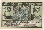 Notgeld DE 10 Pf. Thale , Notgeld 10 Pfennig -Brunhildensprung- in kfr. M-G 1320.1 , SA von 1921 -