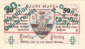 Notgeld De 50 Pf. Nr.1 -Aufdruck grün- Gotha , Notgeld 50 Pfennig Nr.1 -Gauturnfest- in kfr. M-G 456.4.a Thüringen 1921 -