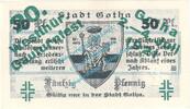Notgeld De 50 Pf. Nr.2 -Aufdruck grün- Gotha , Notgeld 50 Pfennig Nr.2 -Gauturnfest- in kfr. M-G 456.4.a Thüringen 1921 -