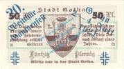 Notgeld De 50 Pf. Nr.4 -Aufdruck blau- Gotha , Notgeld 50 Pfennig Nr.4 -Gauturnfest- in kfr. M-G 456.2.a Thüringen 1921 -