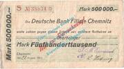 Großnotgeld Inflation 500.000 Mk. Chemnitz , Eisenstuck 500.000 Mark Scheck in gbr. Keller ... , Sachsen von 1923 -
