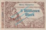 Großnotgeld Inflation 5 Mio. Mk. Ahrweiler , Notgeld 5 Million Mark -blau- in f-kfr. Keller 28.a.44 , RHL 1923 -