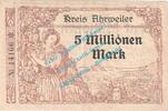 Großnotgeld Inflation 5 Mio. Mk. Ahrweiler , Notgeld 5 Million Mark -schwarz- in gbr. Keller 28.a.45 , RHL 1923 -