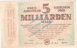 Großnotgeld Inflation 5 Mia. Mk. Ahrweiler , Notgeld 5 Milliarden Mark Schein in gbr. Keller 28.b.61 , RHL 1923 -