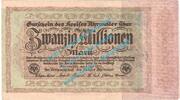 Großnotgeld Inflation 20 Mio. Mk. Ahrweiler , Notgeld 20 Millionen Mark -Wz- in f-kfr. Keller 28.a Rheinland 1923 -
