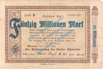 Großnotgeld Inflation 50 Mio. Mk. Ahrweiler , Notgeld 50 Millionen Mark -Wz- in gbr. Keller 28.a , Rheinland 1923 -