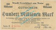 Großnotgeld 100 Mio. Mk. Frankfurt M. Notgeld 100 Millionen Mark -oliv- in kfr. Keller 1522.k-r , Hessen -