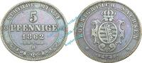 Königreich Sachsen 5 Pf. Königreich Sachsen , 5 Pfennig Stück ss+ von 1862 B , J.123 -0561- -