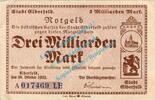 Inflation DE 3 Mia. Mk. Elberfeld , Notgeld 3 Milliarden Mark Schein in gbr. Keller 1294.x RHL von 1923 -
