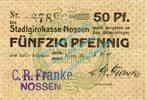 Notgeld DE 50 Pf. Nossen , Notgeld 50 Pfennig Schein in gbr. Tieste 5185.030.15 , Sachsen o.D. -