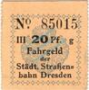 Notgeld DE 20 Pf. Dresden , Notgeld 20 Pfennig Schein in kfr. Tieste 1475.260.10 , Sachsen o.D. -