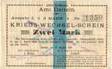 Notgeld 1914/15 2 Mk. Amt Datteln , Notgeld 2 Mark Schein in gbr. Diessner 74.3.b , Westfalen von 1914 -