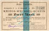 Notgeld 1914/15 2 Mk. Amt Datteln , Notgeld 2 Mark Schein in kfr. Diessner 74.3.d , Westfalen von 1914 -