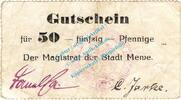 Notgeld 1914/15 50 Pf. Mewe , Notgeld 50 Pfennig Schein in gbr.E , Diessner 233.2.d , Westpreussen o.D. -