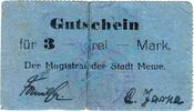 Notgeld 1914/15 3 Mk. Mewe , Notgeld 3 Mark -80 x 40mm- in gbr.E , Diessner 233.6.a , Westpreussen o.D -
