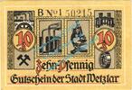 Notgeld De 10 Pf. Wetzlar , Notgeld 10 Pfennig Schein -B- in L-gbr. Tieste 7875.10.35 , RHL 1920 -