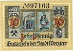Notgeld DE 10 Pf. Wetzlar , Notgeld 10 Pfennig Schein in kfr. Tieste 7875.10.30 , Rheinland 1920 -
