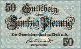 Notgeld DE 50 Pf. Thale , Notgeld 50 Pfennig Schein in kfr. Tieste 7315.05.42 , Sachsen Anhalt o.D -