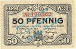 Notgeld DE 50 Pf. Herne , Notgeld 50 Pfennig Schein in kfr. Tieste 2960.10.26 , Westfalen von 1919 -