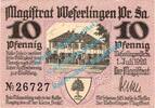 Notgeld DE 10 Pf. Weferlingen , Notgeld 10 Pfennig Schein in kfr. Tieste 7745.05.02 , SA von 1920 -