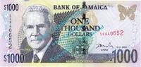 Jamaika 1.000 Dollar Banknote Jamaika - Jamaica , 1.000 Dollar Schein -Manley- von 2008 in unc - kfr -