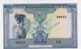 Laos - Lao 10 Kip Banknote Laos - Lao , 10 Kip Schein -Frau links- ND 1962 in unc - kfr -