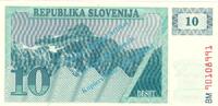 Slowenien - Slovenia 10 Tolar Banknote Slowenien - Slovenia , 10 Tolarjev Schein von 1990 in unc - kfr -