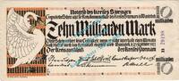 Inflation DE 10 Mia. Mk. Stormarn , Banknote 10 Milliarden Mark Schein in L-gbr. Keller 4897.d , SH 1923 -