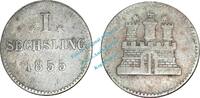 Hamburg bis 1871 1 Sechsling Kleinmünze Hamburg , Ein Sechsling -Burg- von 1855 , J.29 -- 0580 -