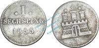 Hamburg bis 1871 1 Sechsling Kleinmünze Hamburg , Ein Sechsling -Burg- von 1855 , J.29 -- 0581 -