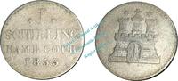 Hamburg bis 1871 1 Schilling Kleinmünze Hamburg , Ein Schilling -Burg- von 1855 , J.51.b -- 0584 -