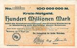 Inflation DE 100 Mio. Mk. Westerburg , Banknote 100 Millionen Mark Schein in gbr. Keller 5579.a , Hessen -