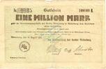 Inflation DE 1 Mio. Mk. Westerburg , Banknote 1 Millionen Mark Schein in s-gbr. Keller 5579.a , Hessen -