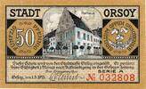 Serienscheine DE 50 Pf. Orsoy , Notgeld 50 Pfennig Schein unc-kfr. M-G 1026.1 , RHL - Westfalen 1921 -