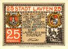 Kleingeld 1914-1922 25 Pf. Laufen , Notgeld 25 Pfennig Schein in unc-kfr. Ti.3920.10.01 , Bayern 1920 -