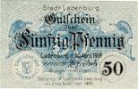 Kleingeld 1914-1922 50 Pf. Ladenburg , Notgeld 50 Pfennig Schein in unc-kfr. Ti.3800.05.06 , Baden 1919 Ver -