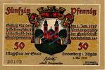 Kleingeld 1914-1922 50 Pf. Lindenberg , Notgeld 50 Pfennig Schein in unc-kfr. Ti.4115.05.12 , Bayern 1918 V -